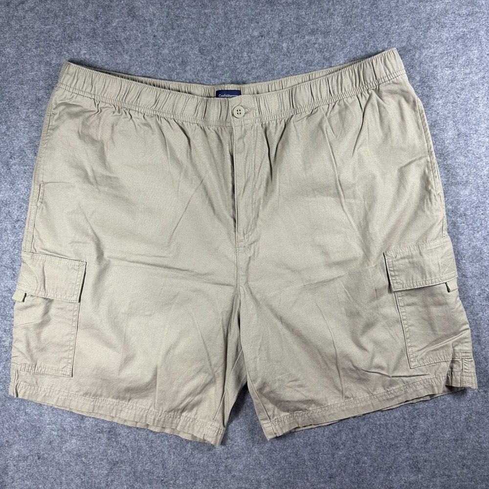 Croft & Barrow Cargo Shorts 44 Tan Khaki Elastic Waist Cotton